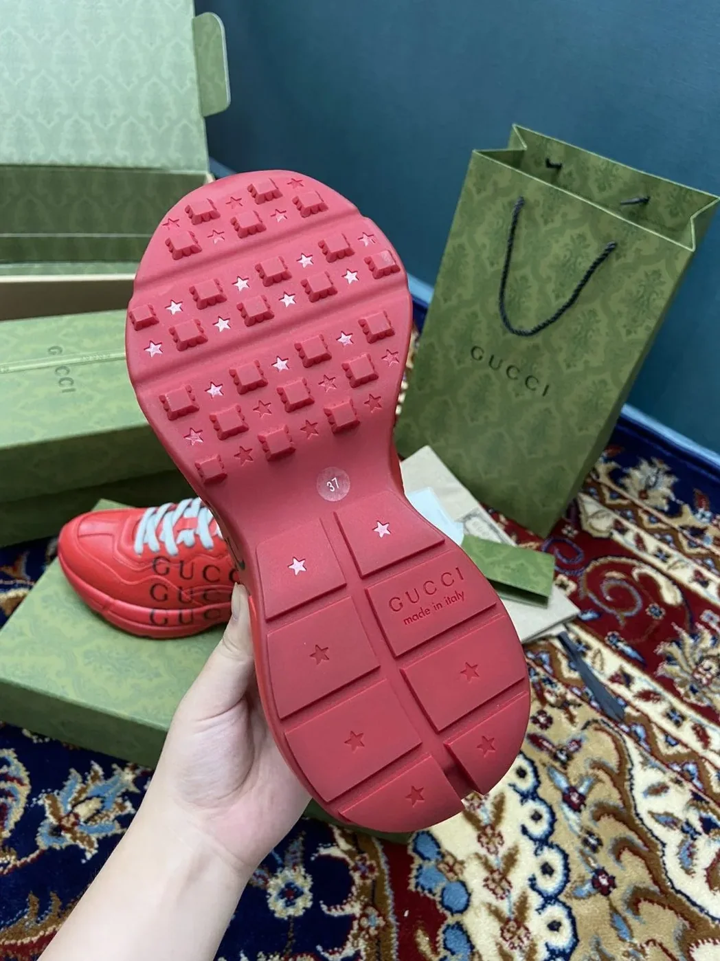 Gucci 100 Rhyton Sneaker Red for Men