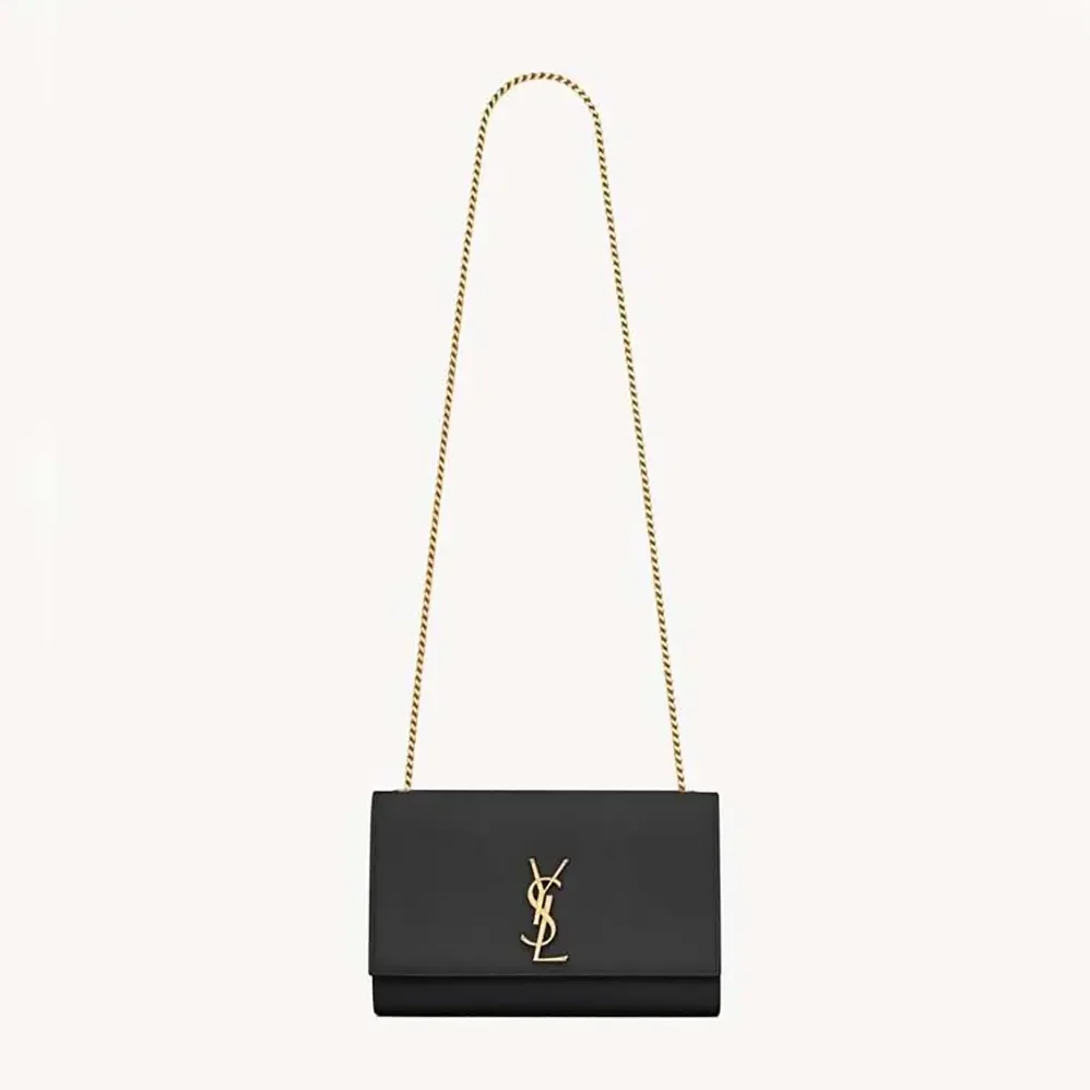 Saint Laurent YSL Kate Medium In Grain De Poudre Embossed Leather Black for Women