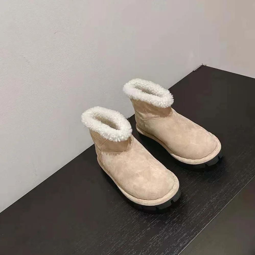 Prada Shearling Booties with Rubber Triangle Logo for Unisex Prada Shearling Booties with Rubber Triangle Logo for Unisex
