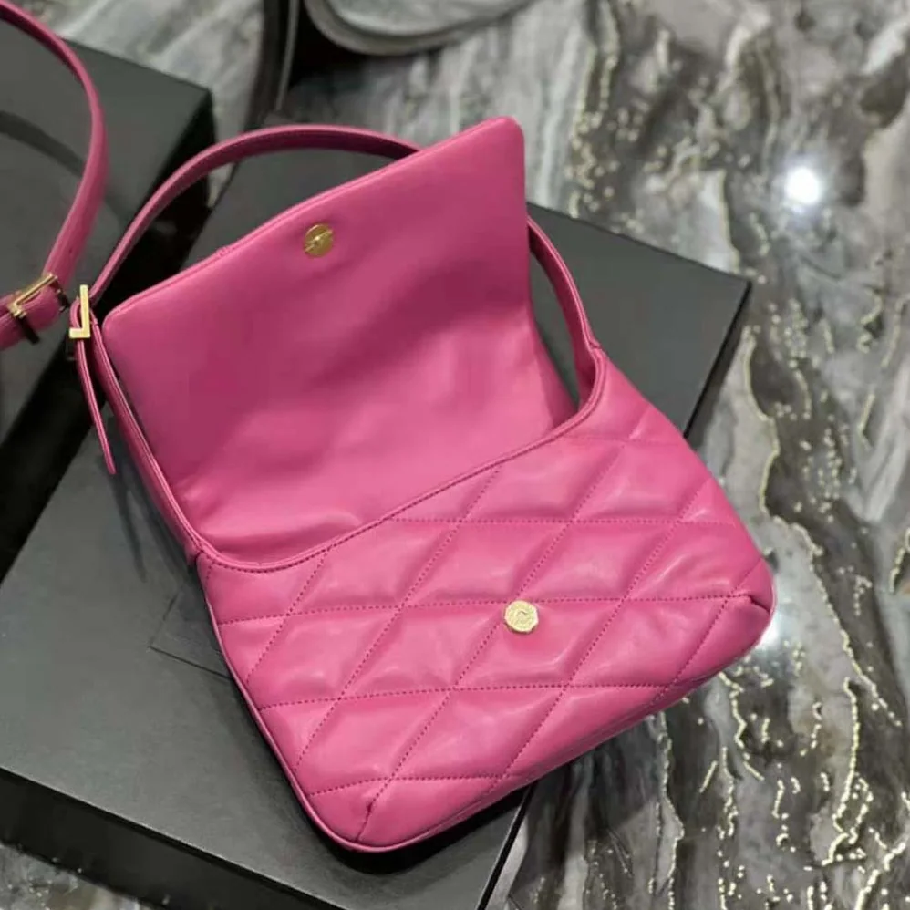Saint Laurent YSL Le 57 Hobo Shoulder Bag in Quilted Lambskin for Women in Rose Saint Laurent YSL Le 57 Hobo Shoulder Bag in Quilted Lambskin for Women in Rose