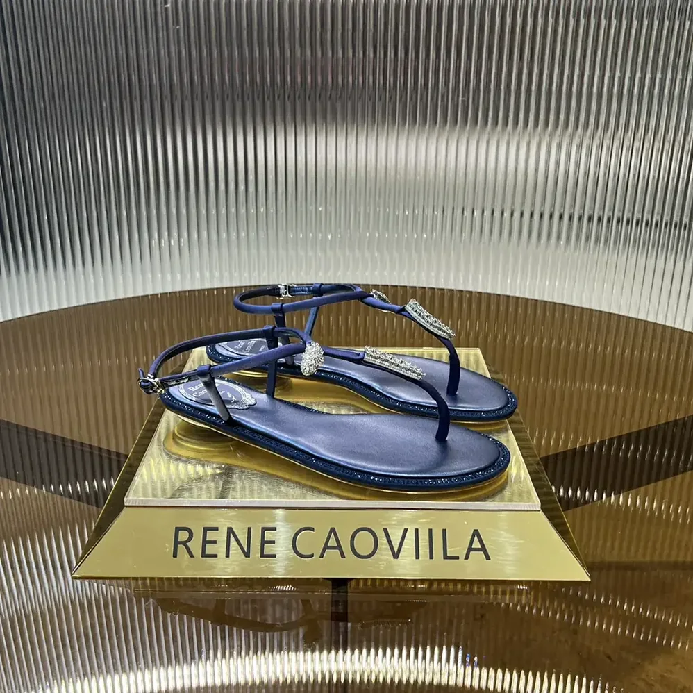 Rene Caovilla Serpente Indigo Thong Sandal 10 for Women