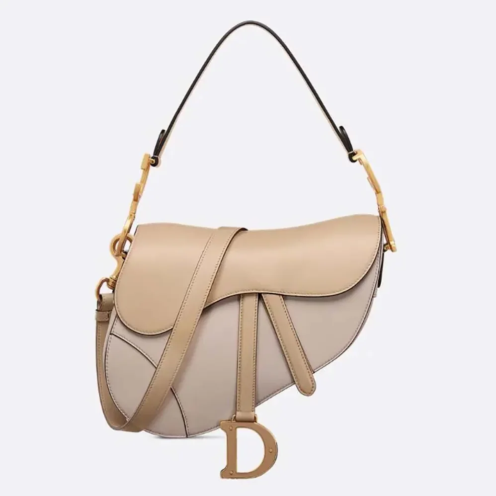 Dior Saddle Bag with Strap Two-Tone Biscuit and Trench Beige Supple Calfskin for Women Dior Saddle Bag with Strap Two-Tone Biscuit and Trench Beige Supple Calfskin for Women