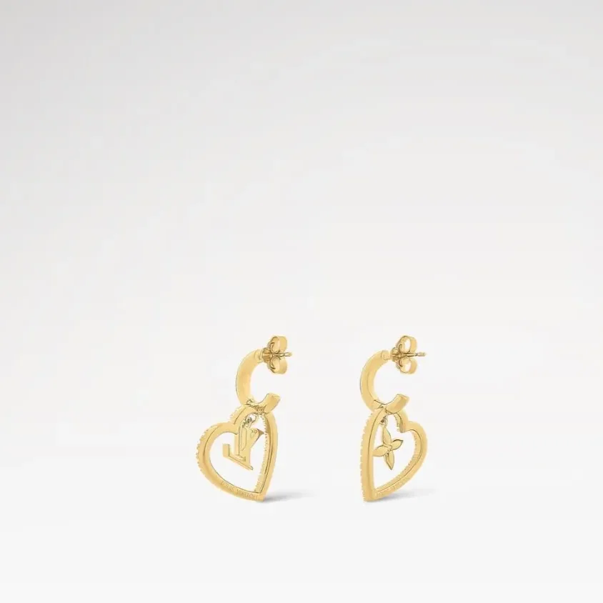Louis Vuitton My LV Heart Earrings Gold in Toned Louis Vuitton My LV Heart Earrings Gold in Toned