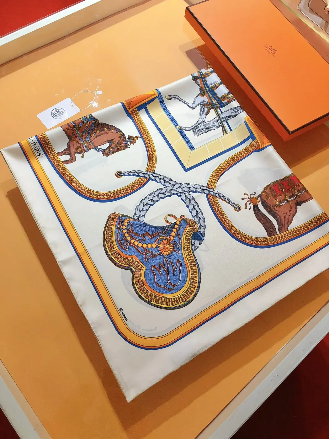 Hermes Les Parfums Monochrome Silk Scarf White Hermes Les Parfums Monochrome Silk Scarf White