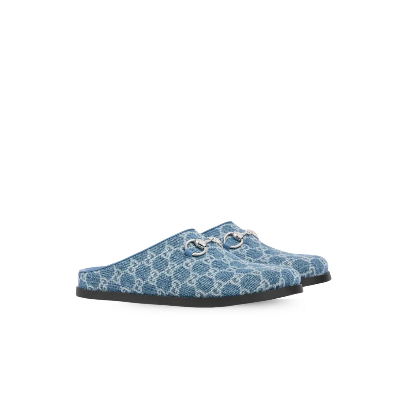 Gucci Horsebit Mules Blue Denim Light Gold Hardware ? FAFGT 4746