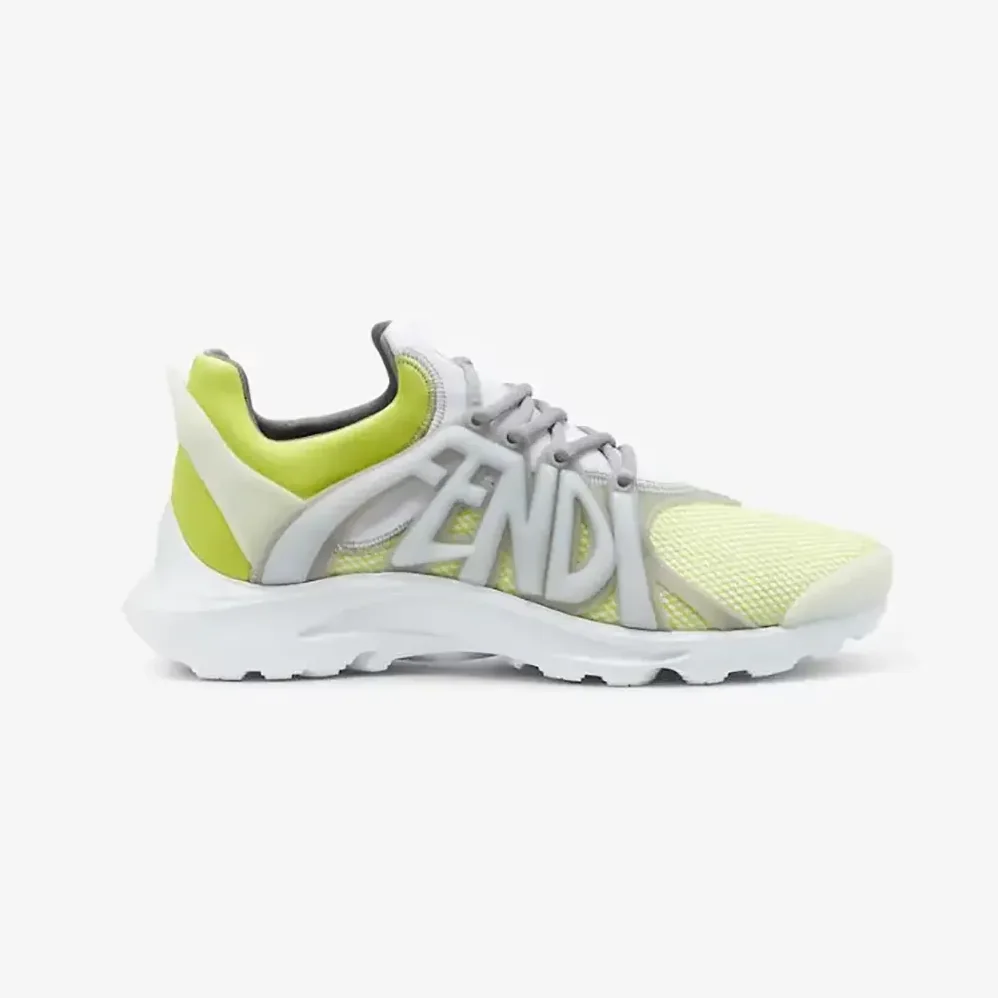 Fendi Tag Sneakers Yellow Technical Mesh Running Sneakers for Men Fendi Tag Sneakers Yellow Technical Mesh Running Sneakers for Men