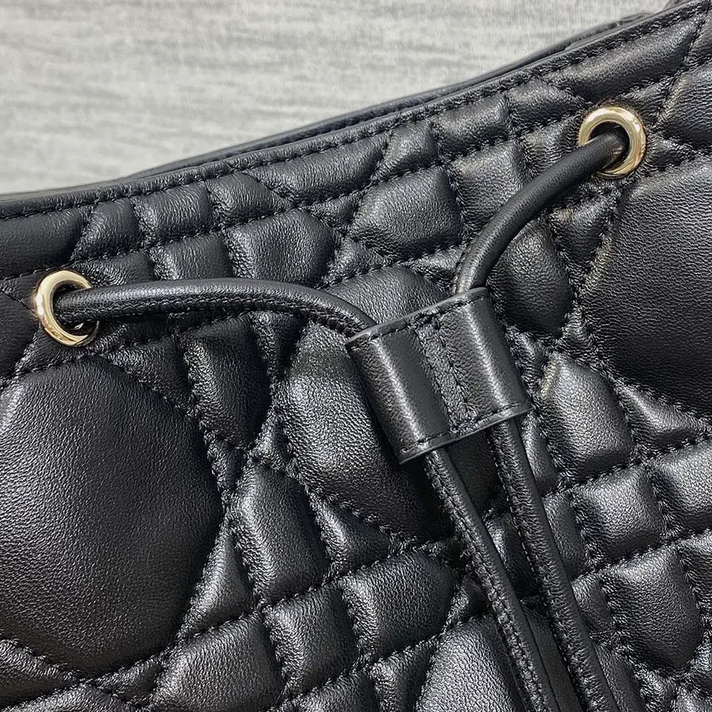 Dior Medium D-Motion Bag Black Macrocannage Lambskin for Women