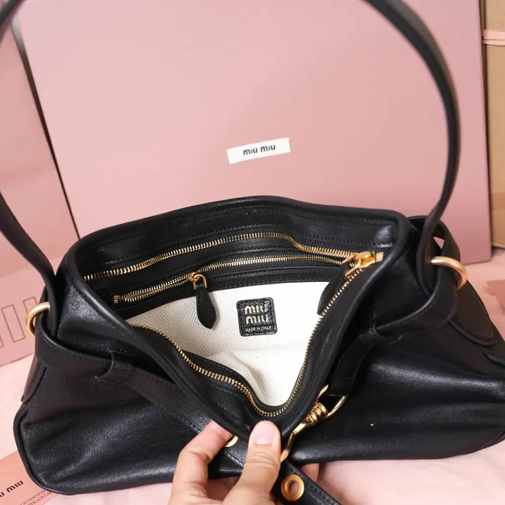Miu Miu Aventure Nappa Leather Bag for Women in Black Miu Miu Aventure Nappa Leather Bag for Women in Black