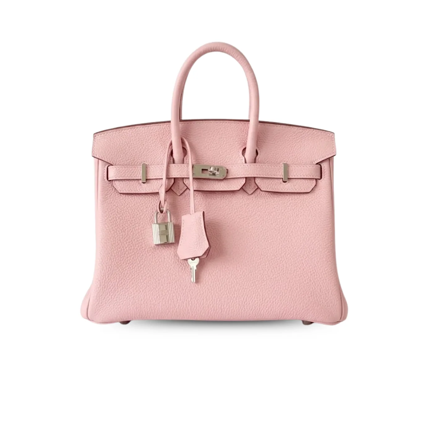 Hermes Birkin Top Handle Bag / Nata Togo Leather Pink Silver Hardware