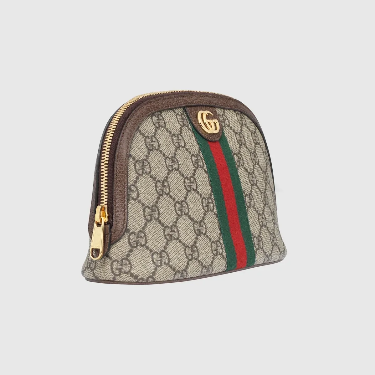 Gucci Ophidia Cosmetic Case Large Clutch & Pouch in Beige Gold Hardware