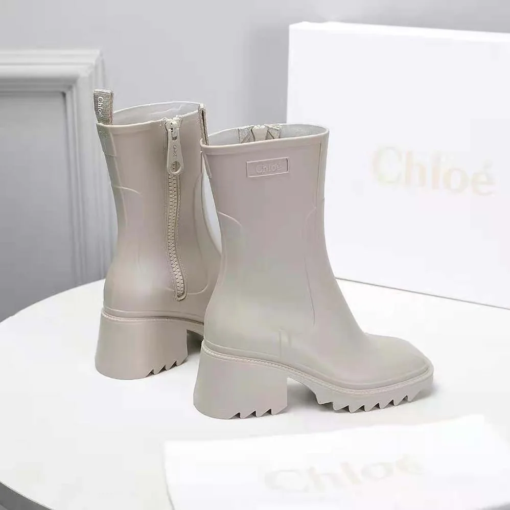 Chloe Betty Rain Boot in 50 mm Heel Height for Women in Beige
