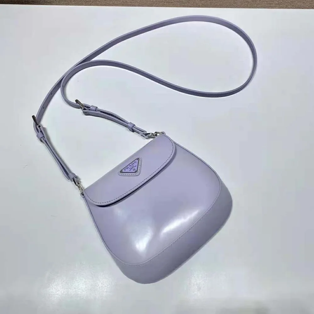 Prada Cleo Brushed Leather Mini Bag for Women in Purple Prada Cleo Brushed Leather Mini Bag for Women in Purple