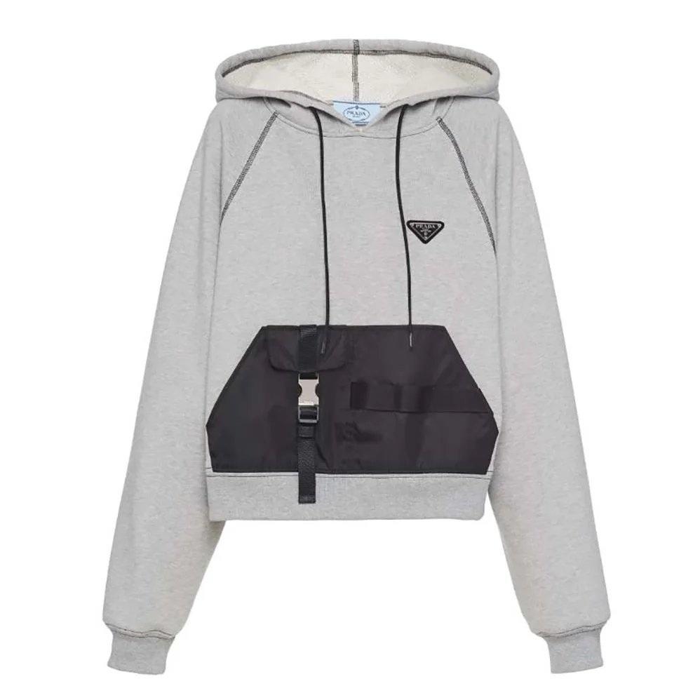 Prada Oversized Hoodie with Re for Women in Nylon Inserts