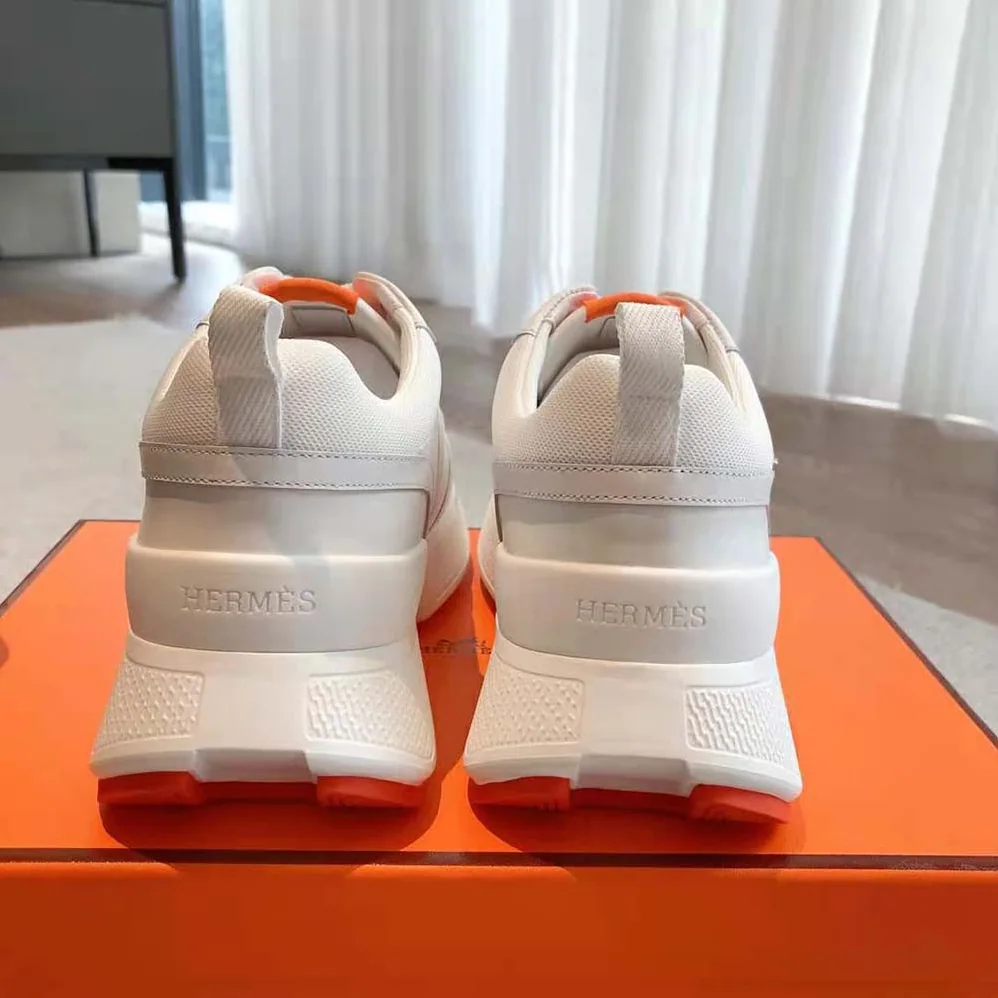 Hermes Giga Sneaker in Stitched Mesh and Calfskin for Unisex in White Hermes Giga Sneaker in Stitched Mesh and Calfskin for Unisex in White