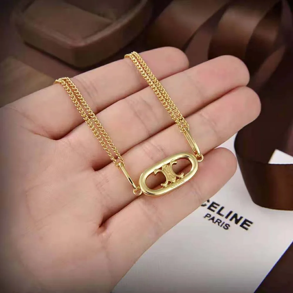 Celine Maillon Triomphe Necklace in Gold Brass for Women