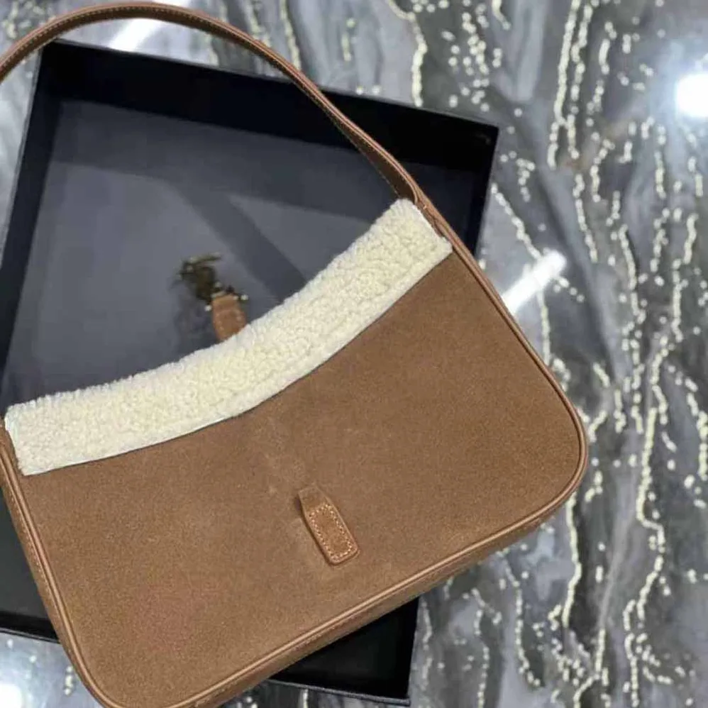 Saint Laurent YSL Le 5 à 7 Hobo Bag in Suede and Shearling for Women