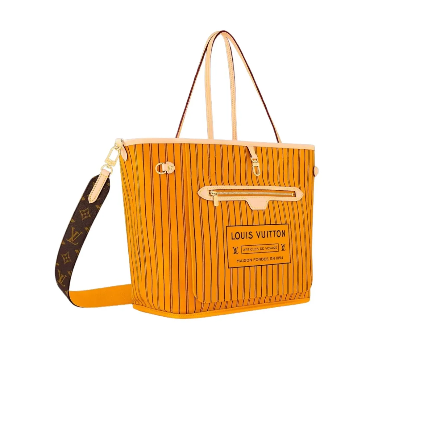 Louis Vuitton Neverfull Bandouliere Inside Out MM Tote Bag Jaune Gold Hardware Louis Vuitton Neverfull Bandouliere Inside Out MM Tote Bag Jaune Gold Hardware