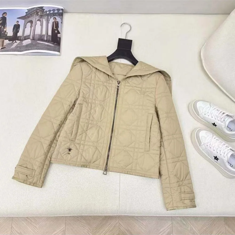 Dior Macrocannage Bomber Jacket Beige Quilted Technical Taffeta for Women