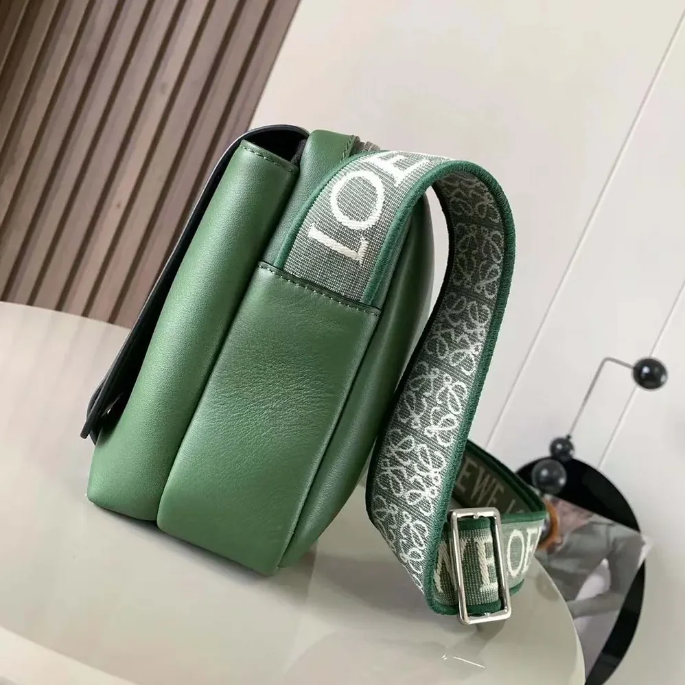 Loewe XS Military Messenger Bag in Supple Smooth Calfskin and Jacquard for Men in Green Loewe XS Military Messenger Bag in Supple Smooth Calfskin and Jacquard for Men in Green