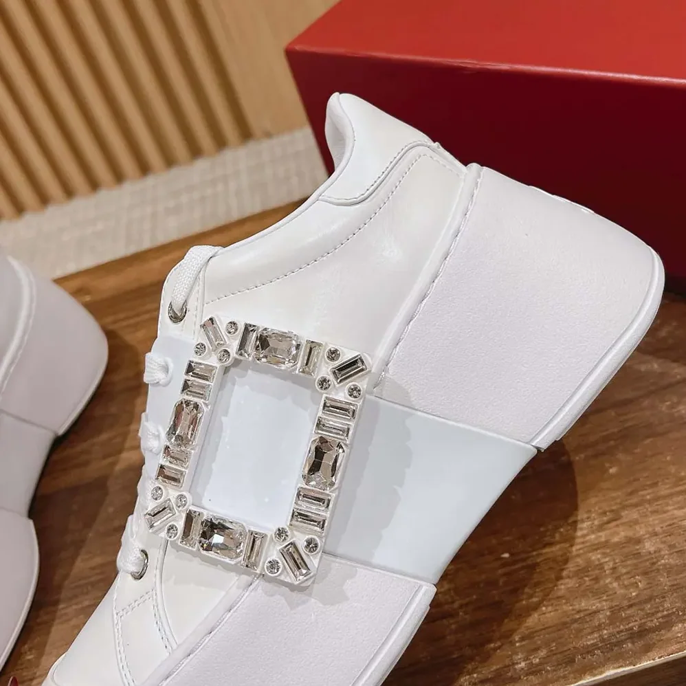 Roger Vivier Viv Skate Sneakers In Calfskin Nappa Leather White for Women Roger Vivier Viv Skate Sneakers In Calfskin Nappa Leather White for Women