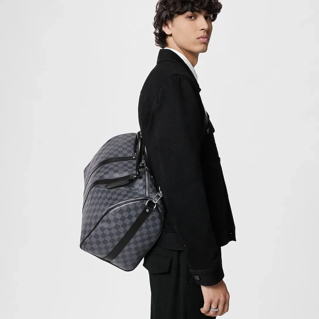 Louis Vuitton Keepall Bandouliere 45 Travel Bag / Black Damier Graphite Silver Hardware