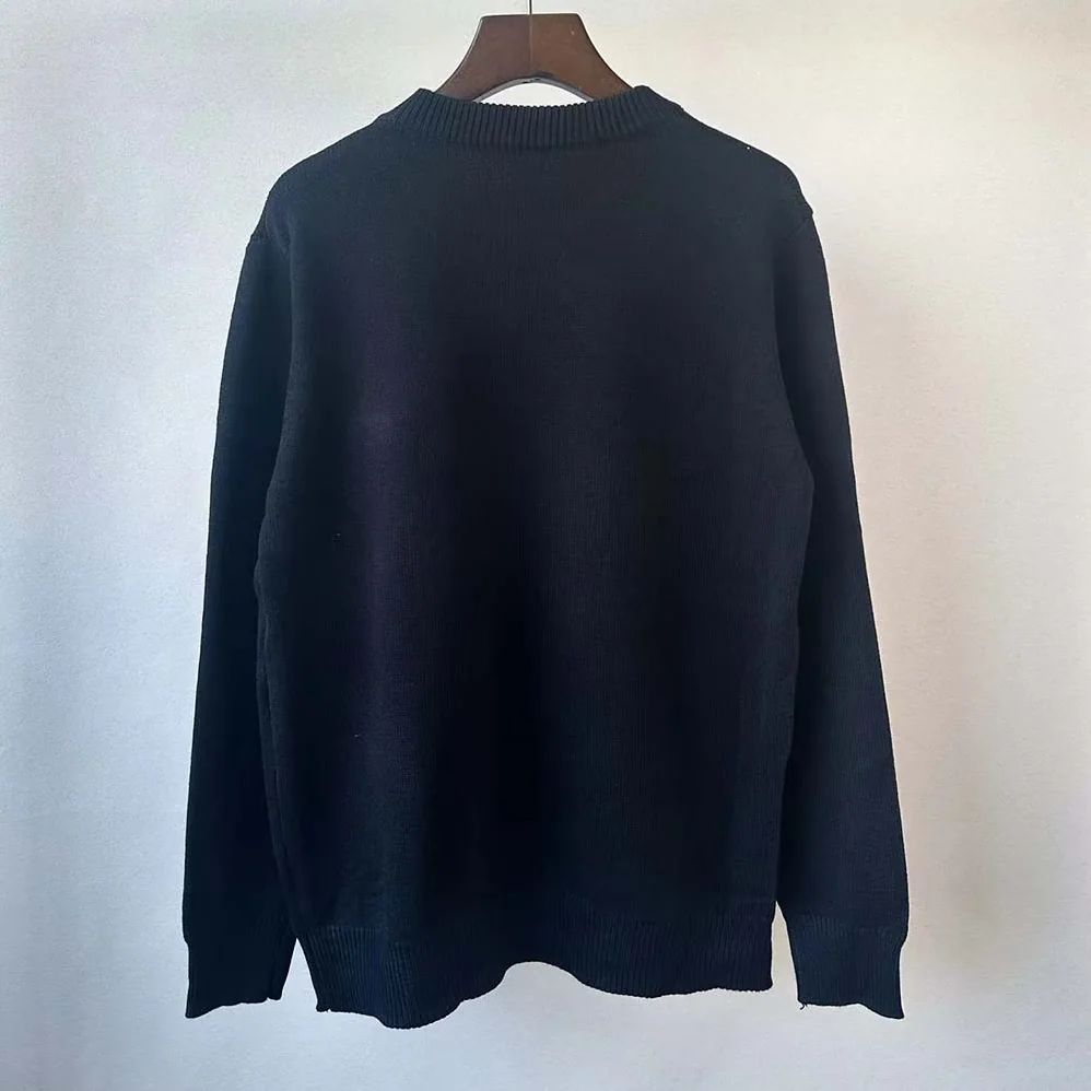 Prada Cashmere and Silk Sweater With Intarsia Logo for Women in Black Prada Cashmere and Silk Sweater With Intarsia Logo for Women in Black