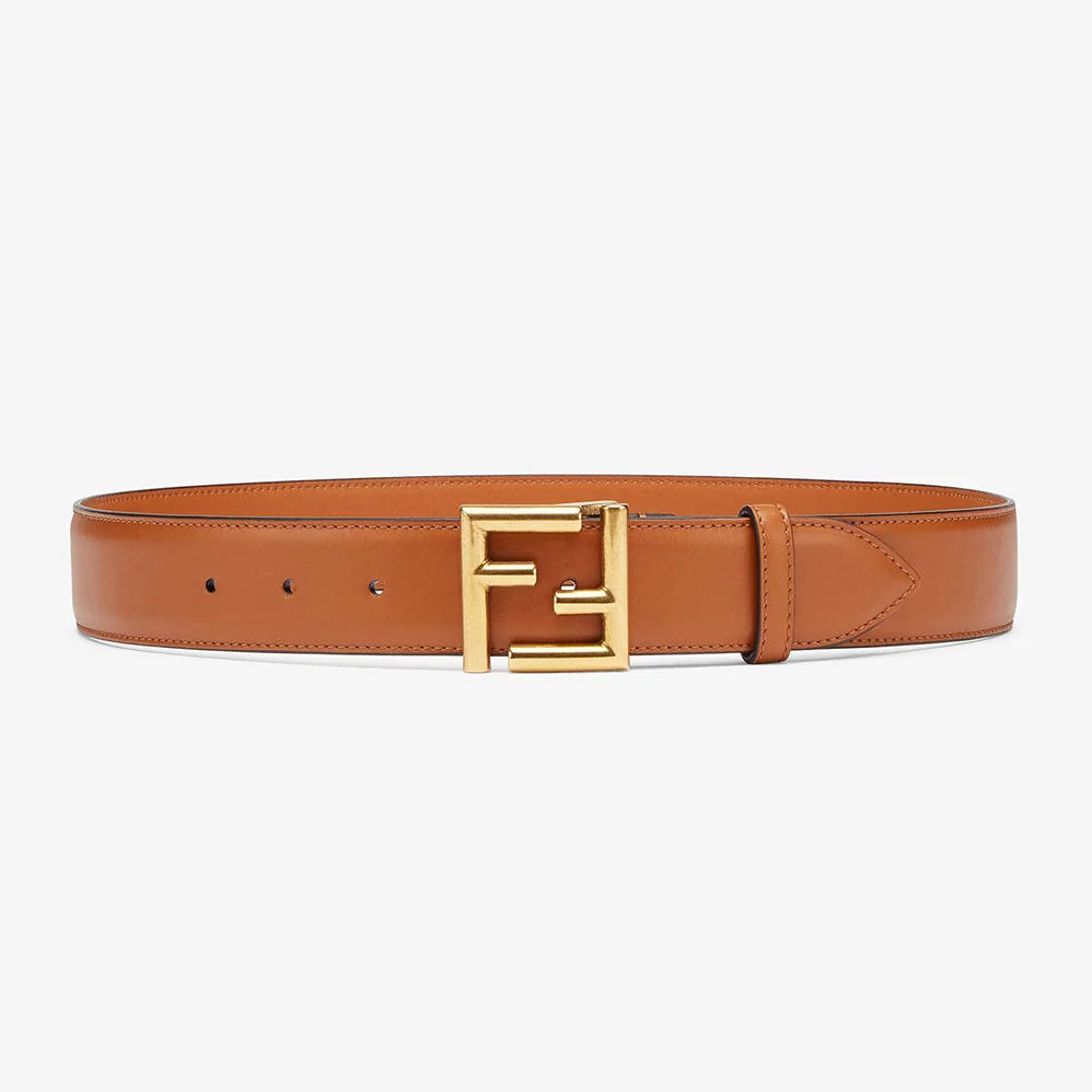 Fendi Belt with Loop and FF Stud Buckle for Women in Brown Fendi Belt with Loop and FF Stud Buckle for Women in Brown