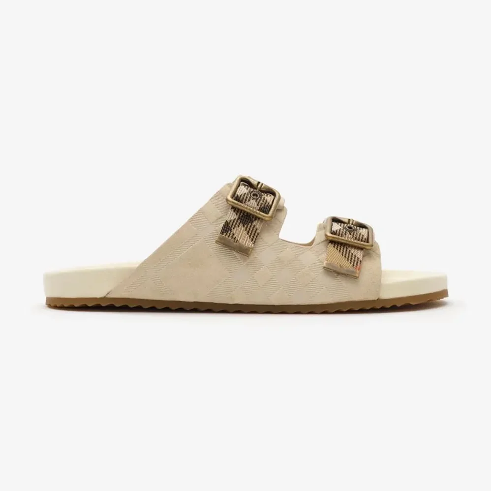 Burberry Check Suede Urchin Sandals for Unisex