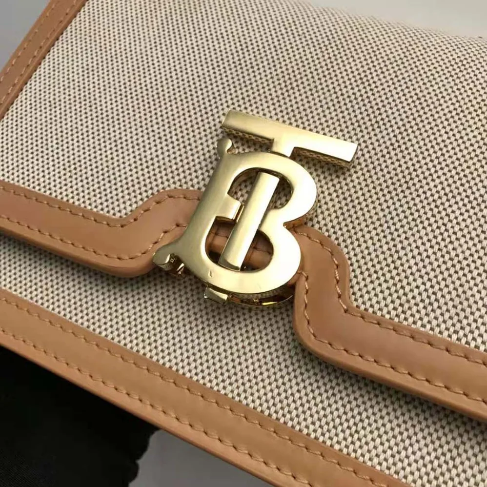 Burberry Small Two-tone Canvas and Leather TB Bag for Women in Yellow Burberry Small Two-tone Canvas and Leather TB Bag for Women in Yellow