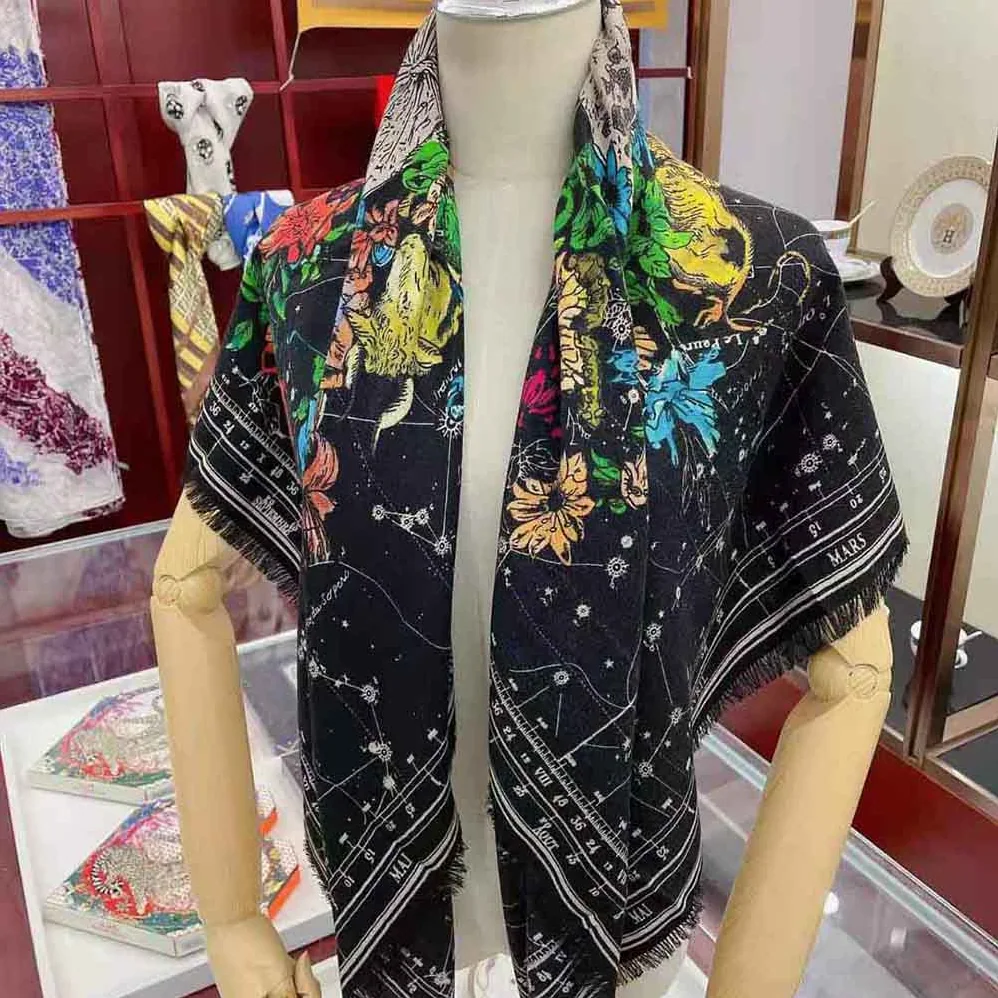 Dior Zodiac Square Scarf Navy Black Silk Twill for Women Dior Zodiac Square Scarf Navy Black Silk Twill for Women