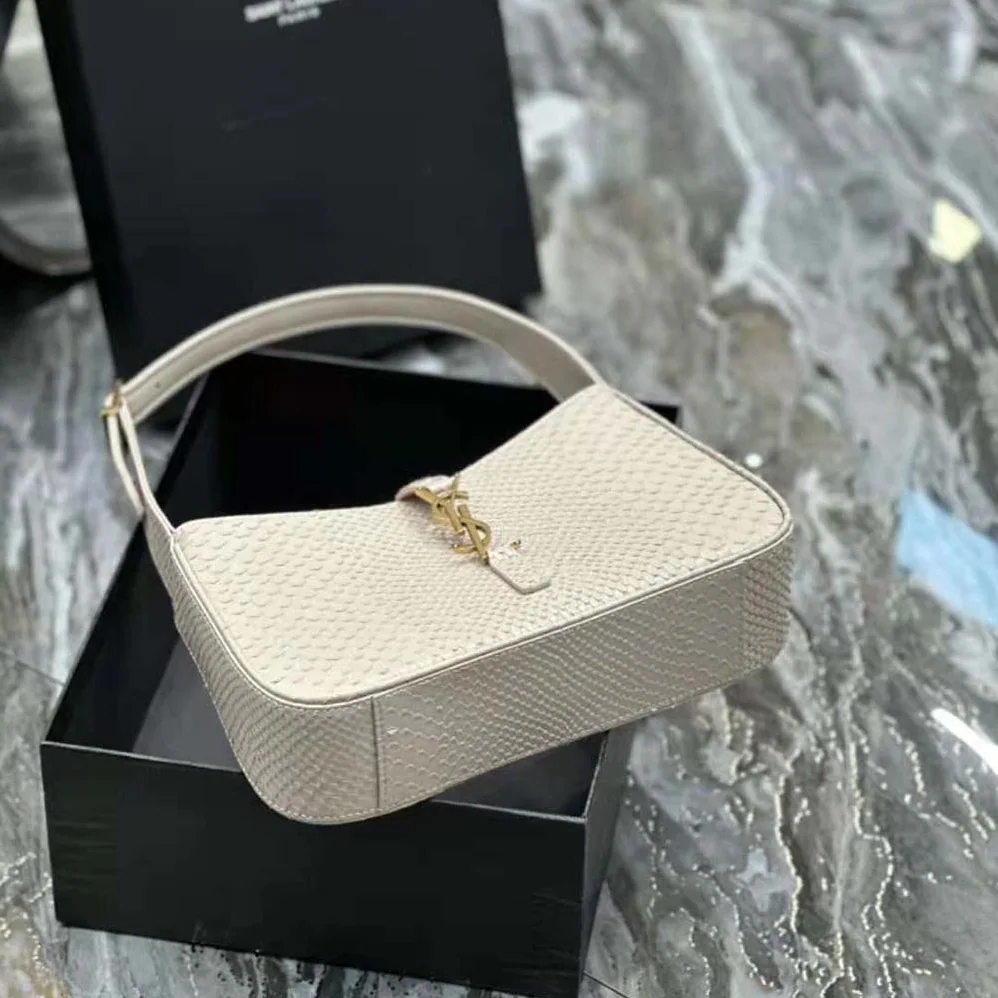 Saint Laurent YSL Le 5 A 7 Hobo Bag in Python for Women in White