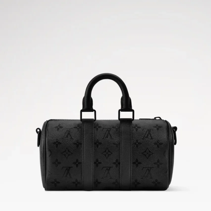 Louis Vuitton Keepall Bandouliere 25 Travel Bag / Black Monogram Midnight Black Hardware