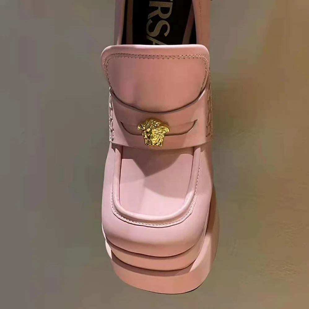 Versace Intrico Platform Loafers in 15cm Heel Height for Women in Pink Versace Intrico Platform Loafers in 15cm Heel Height for Women in Pink