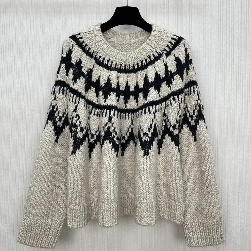 Dior DiorAlps Sweater Beige and Black Alpaca Wool and Cotton Knit for Men Dior DiorAlps Sweater Beige and Black Alpaca Wool and Cotton Knit for Men