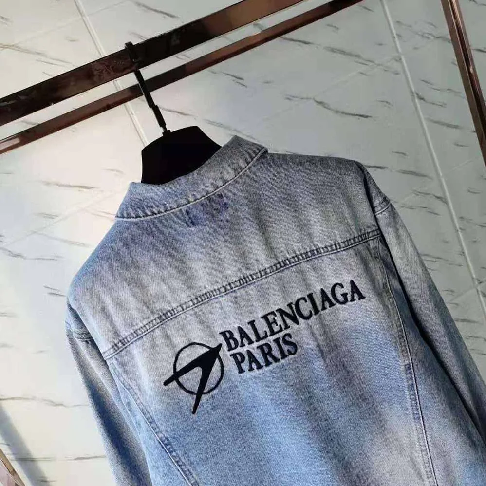 Balenciaga Corporate Large Fit Jacket in Indigo for Women Balenciaga Corporate Large Fit Jacket in Indigo for Women