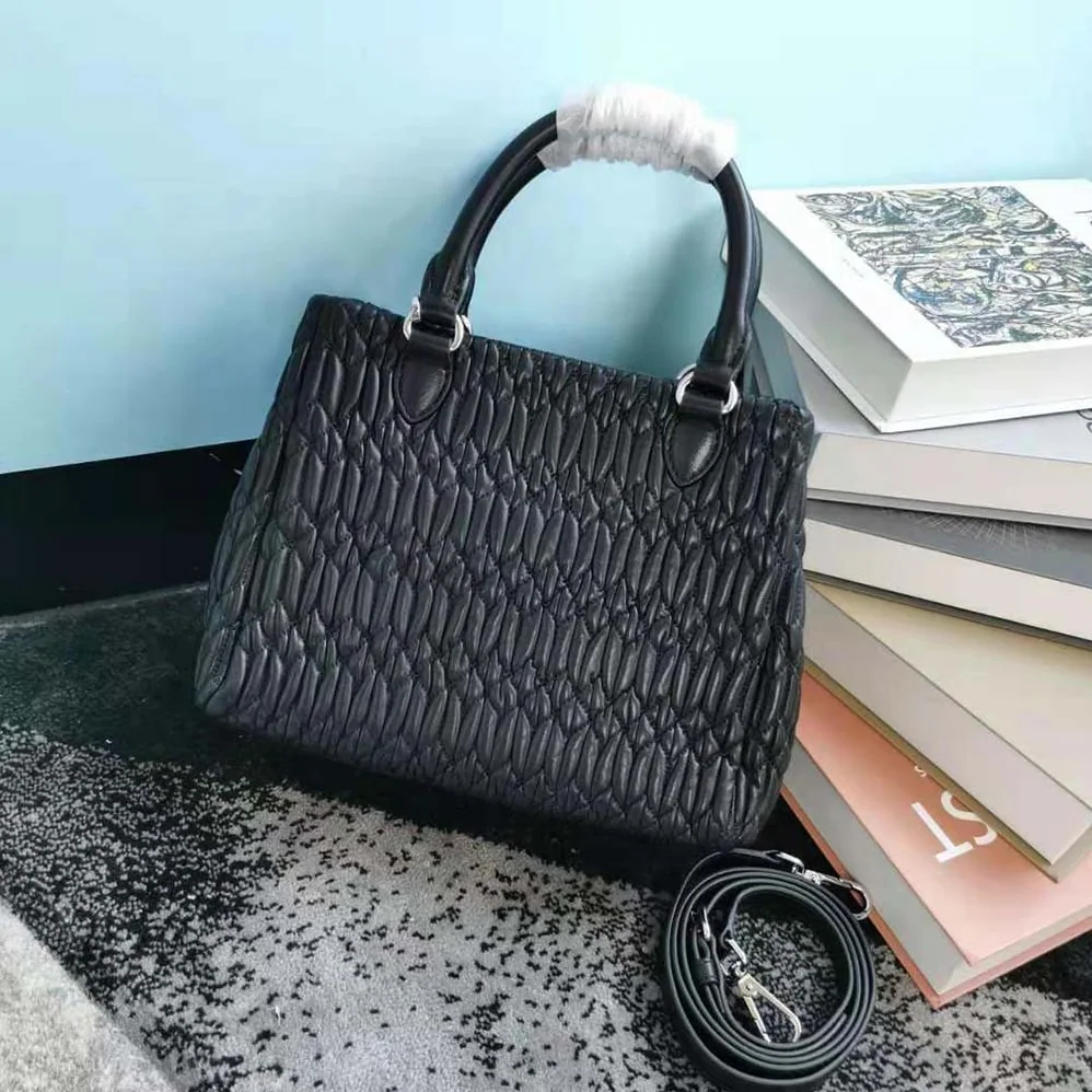 Miu Miu Miu Crystal Cloqué Nappa Leather Handbag for Women in Black Miu Miu Miu Crystal Cloqué Nappa Leather Handbag for Women in Black