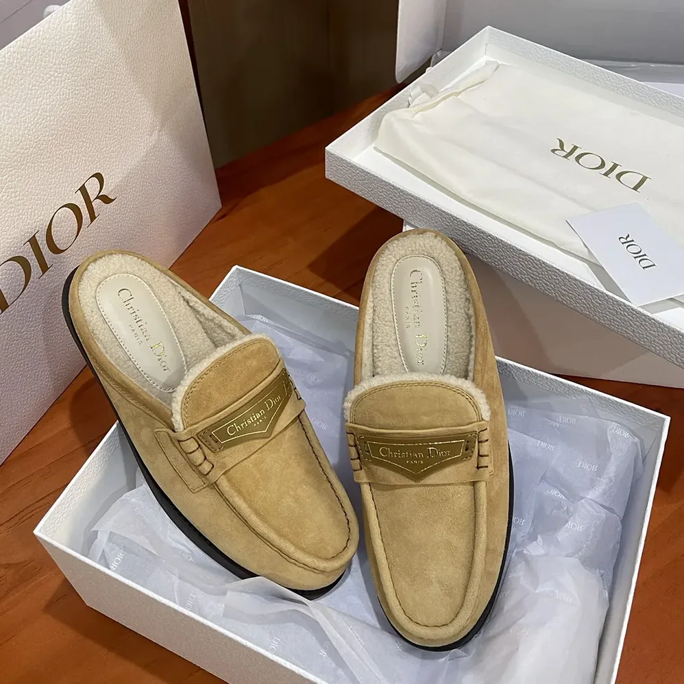 Dior Boy Mule Beige Suede Goatskin for Women