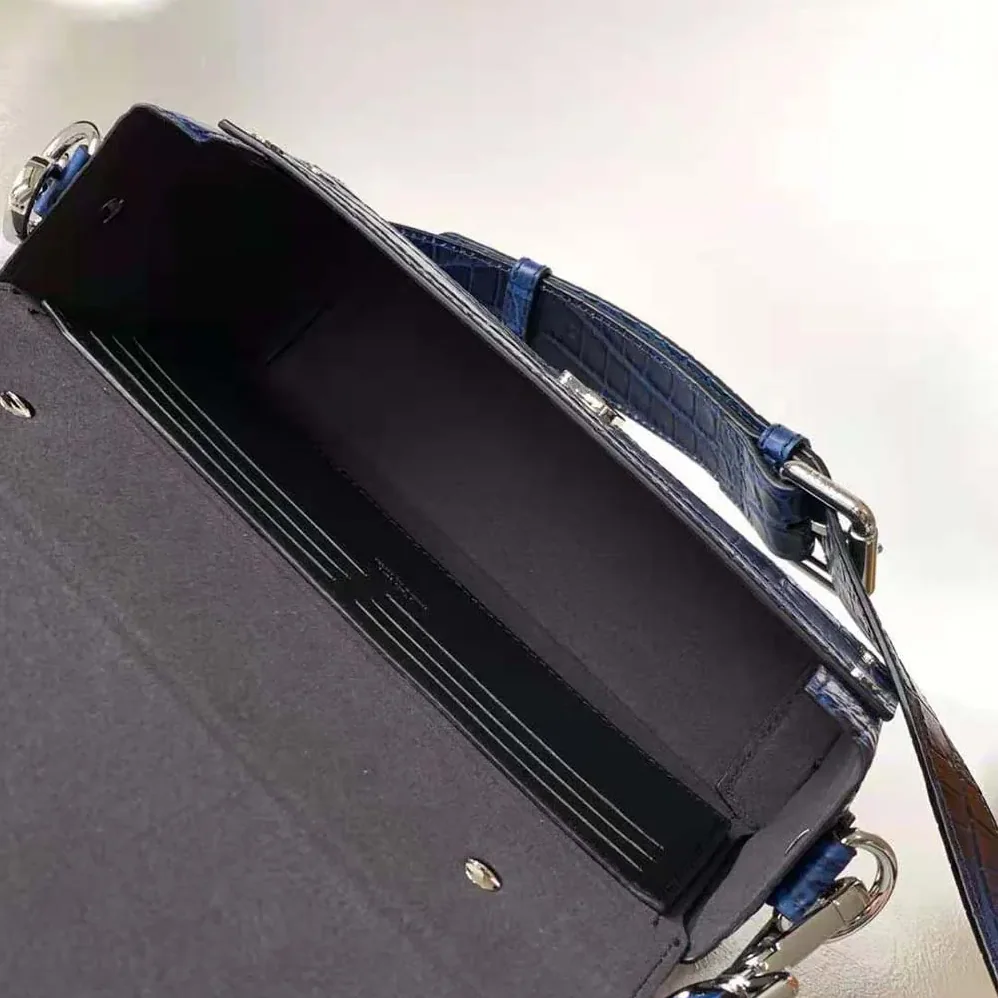 Fendi Soft Trunk Baguette Blue Gradient Crocodile Bag for Men