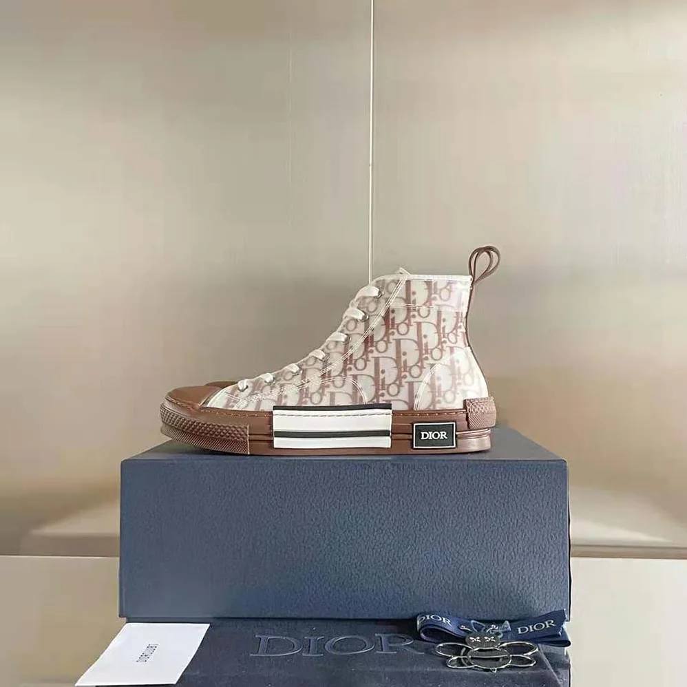 Dior B23 High-Top Sneaker Coffee Dior Oblique Canvas for Men