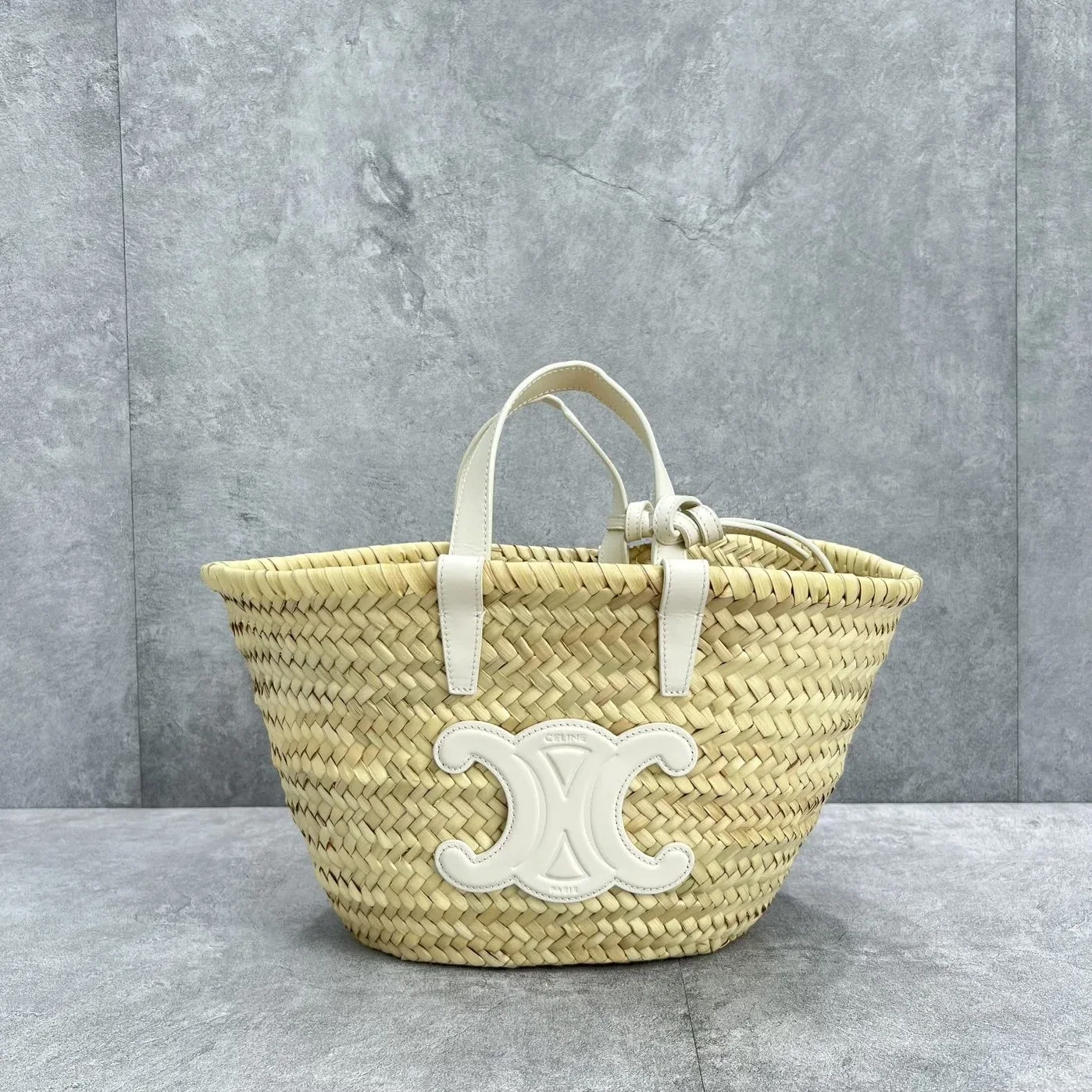 Celine Teen Triomphe Celine Classic Panier In Palm Leaves And Lizard White / Celine Teen Triomphe Celine Classic Panier In Palm Leaves And Lizard White /
