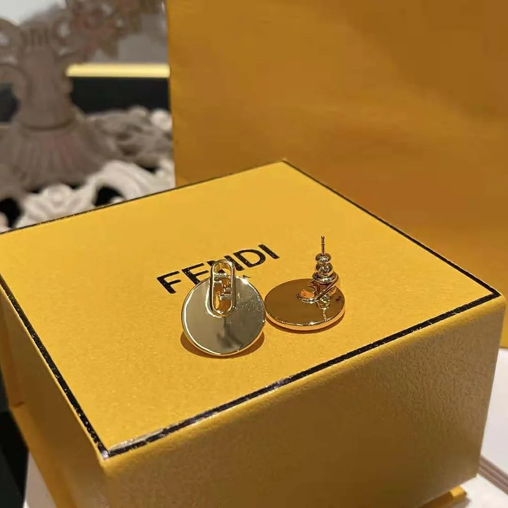 Fendi O Lock Earrings Gold Colored for Women Fendi O Lock Earrings Gold Colored for Women
