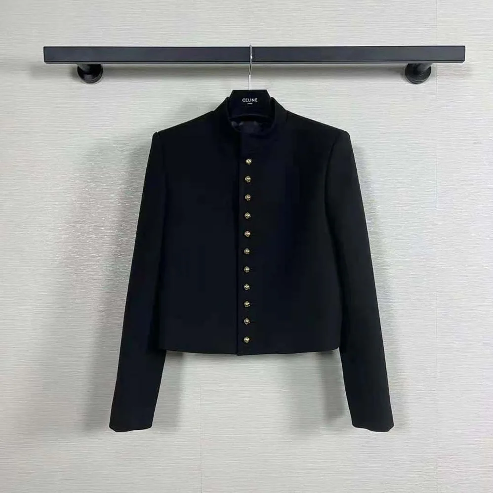 Celine Military Jacket in Wool Cloth for Women in Black Celine Military Jacket in Wool Cloth for Women in Black