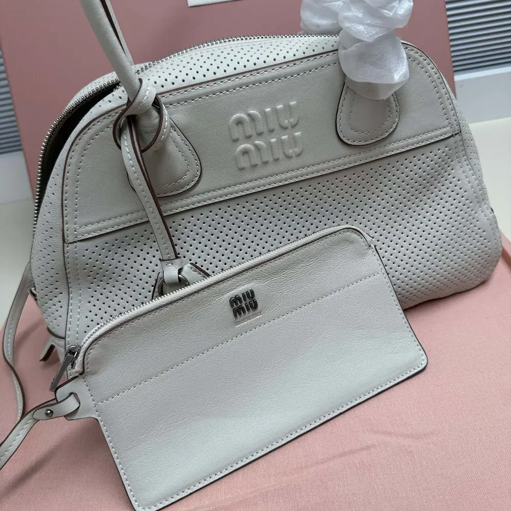 Miu Miu Vivant Leather Bag Chalk White for Women