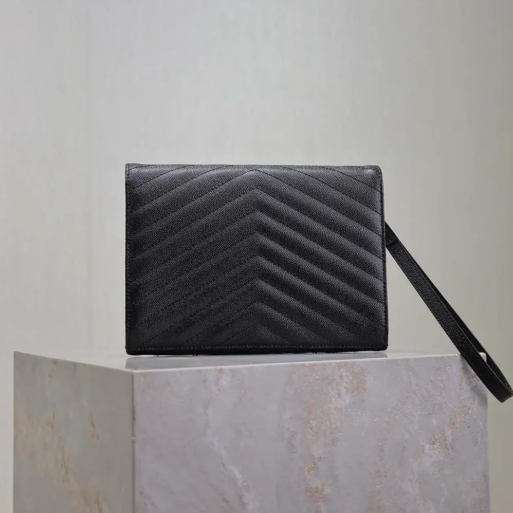 Saint Laurent YSL Cassandre Matelassé Flap Pouch In Grain De Poudre Leather Black for Women Saint Laurent YSL Cassandre Matelassé Flap Pouch In Grain De Poudre Leather Black for Women