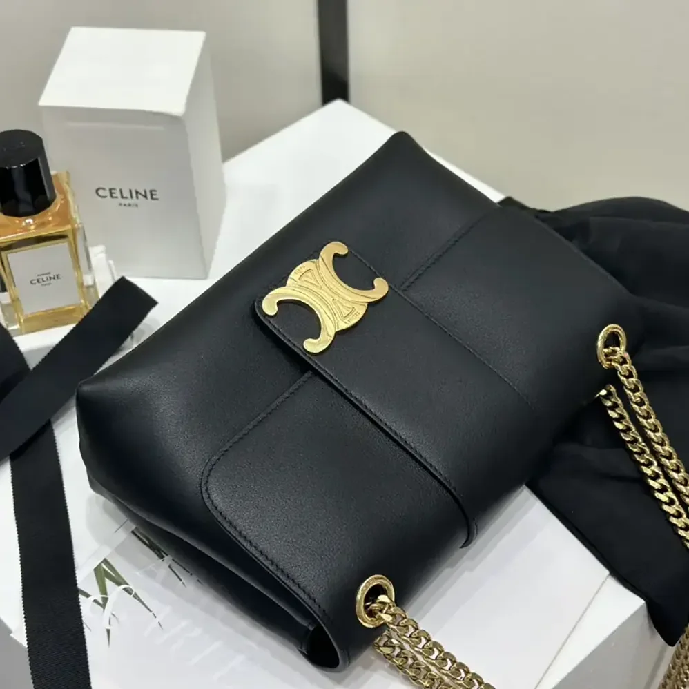 Celine Medium Celine Victoire Bag in Supple Calfskin-Black 15853FDU.38NO for Women