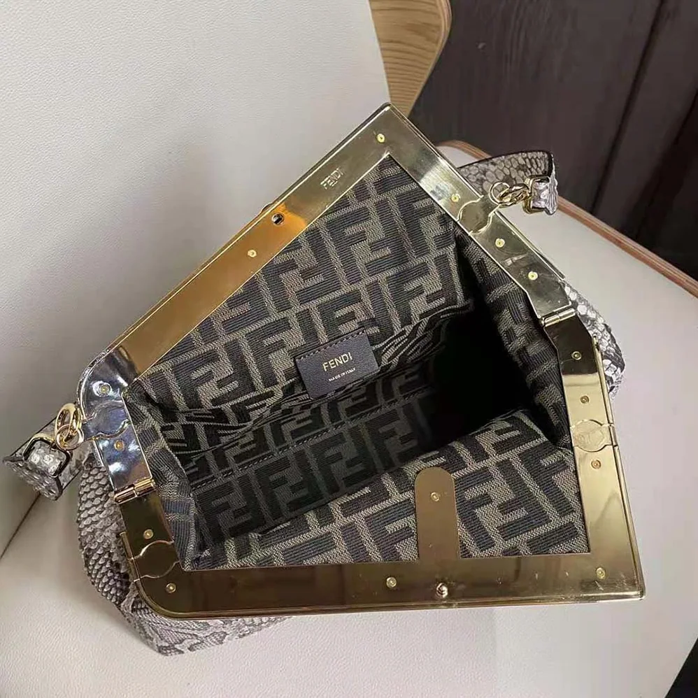 Fendi First Medium White Python Leather Bag for Women Fendi First Medium White Python Leather Bag for Women