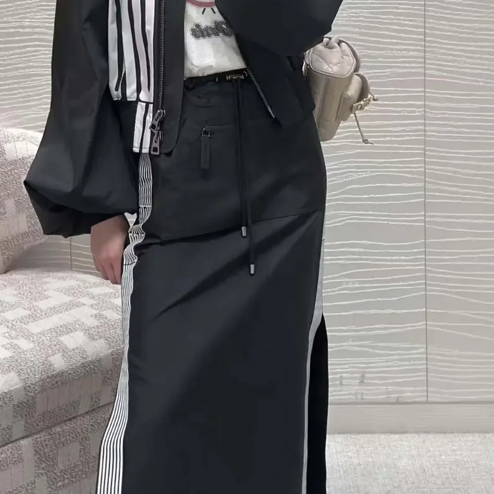 Dior Mid-Length Straight Skirt Black Jacquard Technical Taffeta for Women