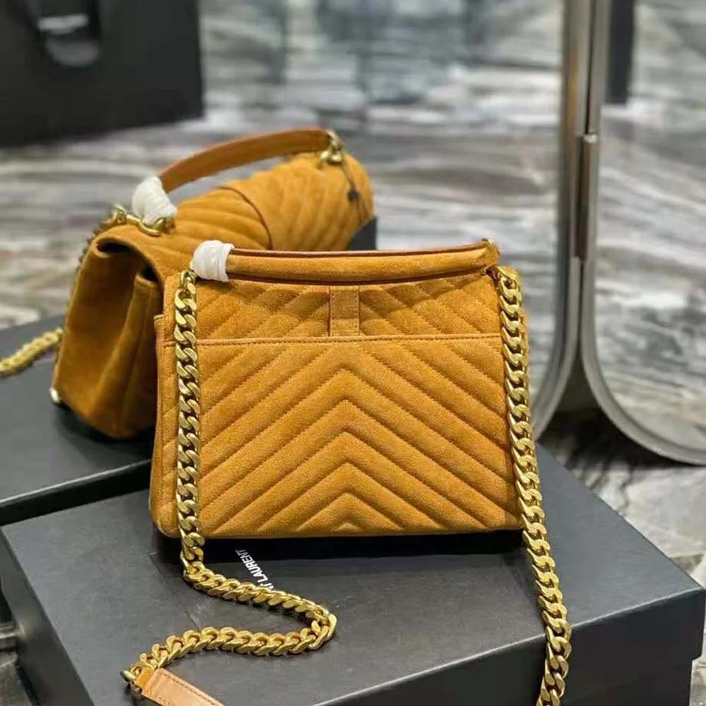 Saint Laurent YSL College Medium in Quilted Suede for Women