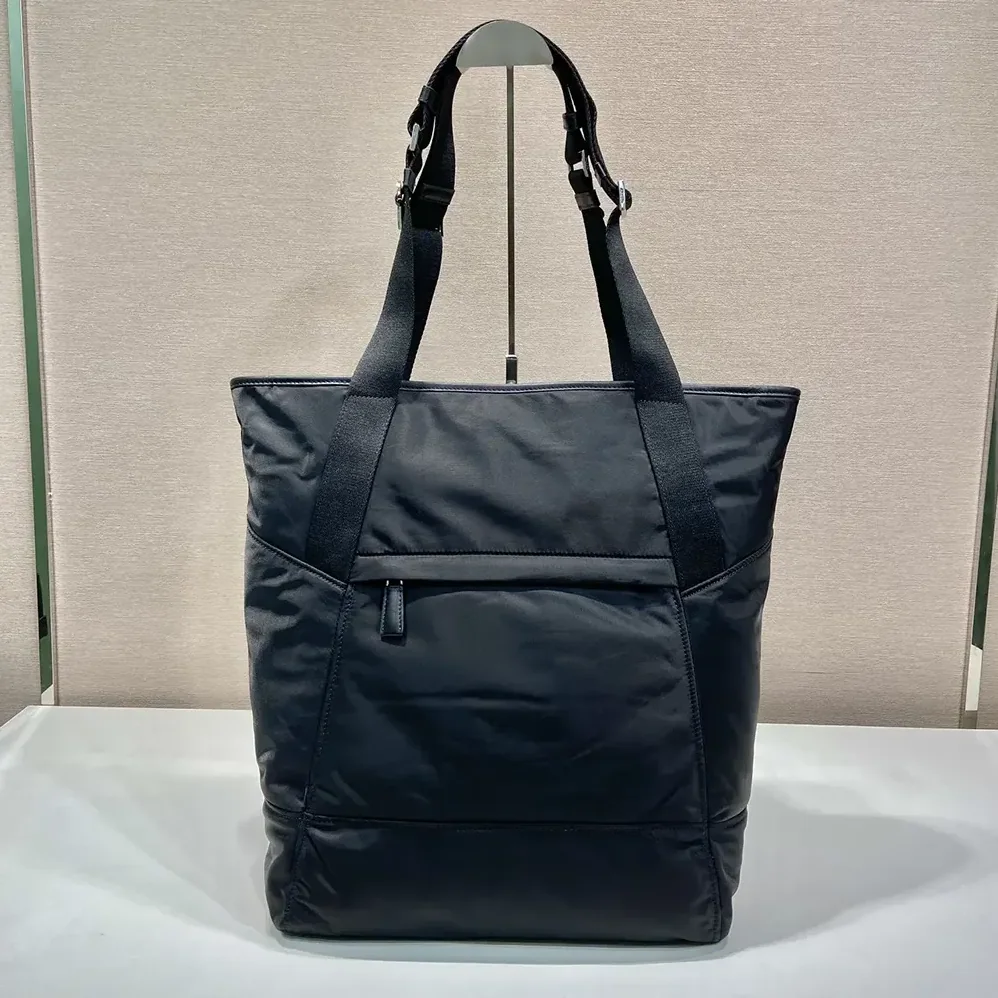 Prada Re-Nylon and Leather Tote Bag for Men in Black