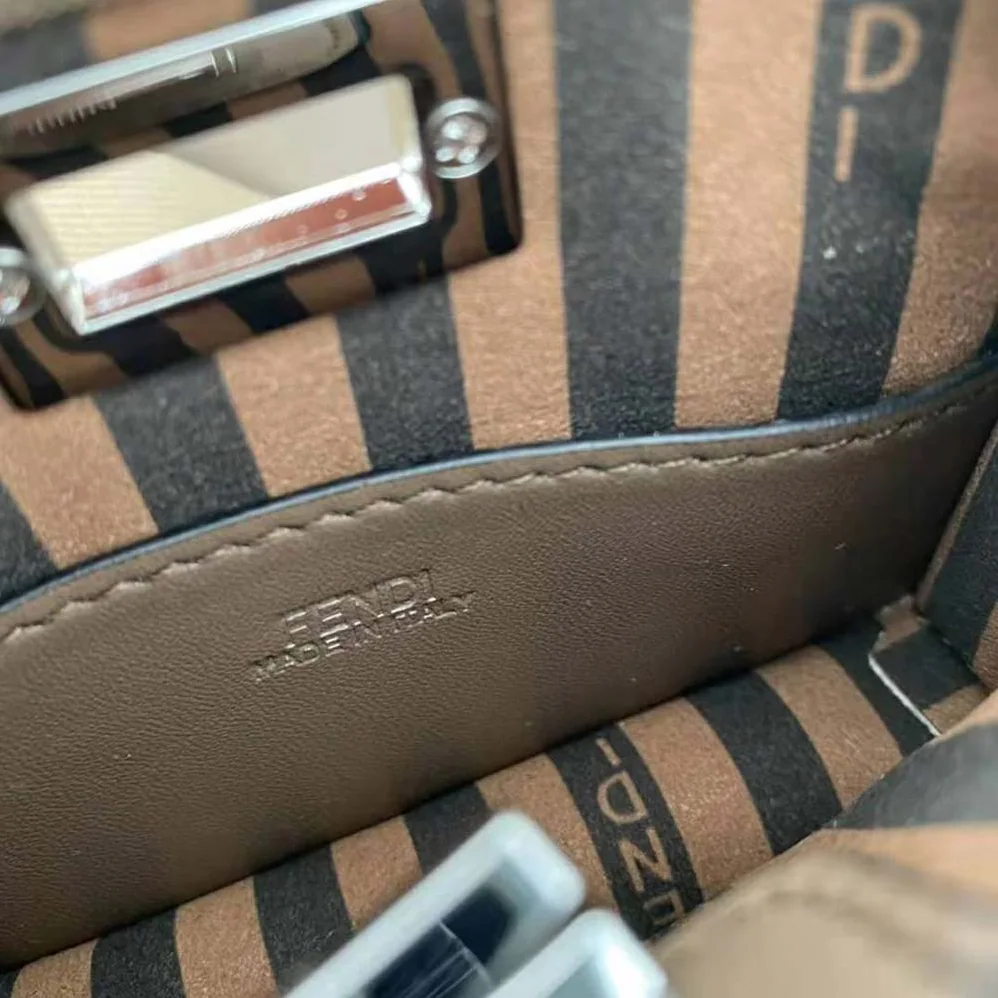 Fendi Nano Peekaboo Charm Gray FF Canvas Charm for Women in Brown Fendi Nano Peekaboo Charm Gray FF Canvas Charm for Women in Brown